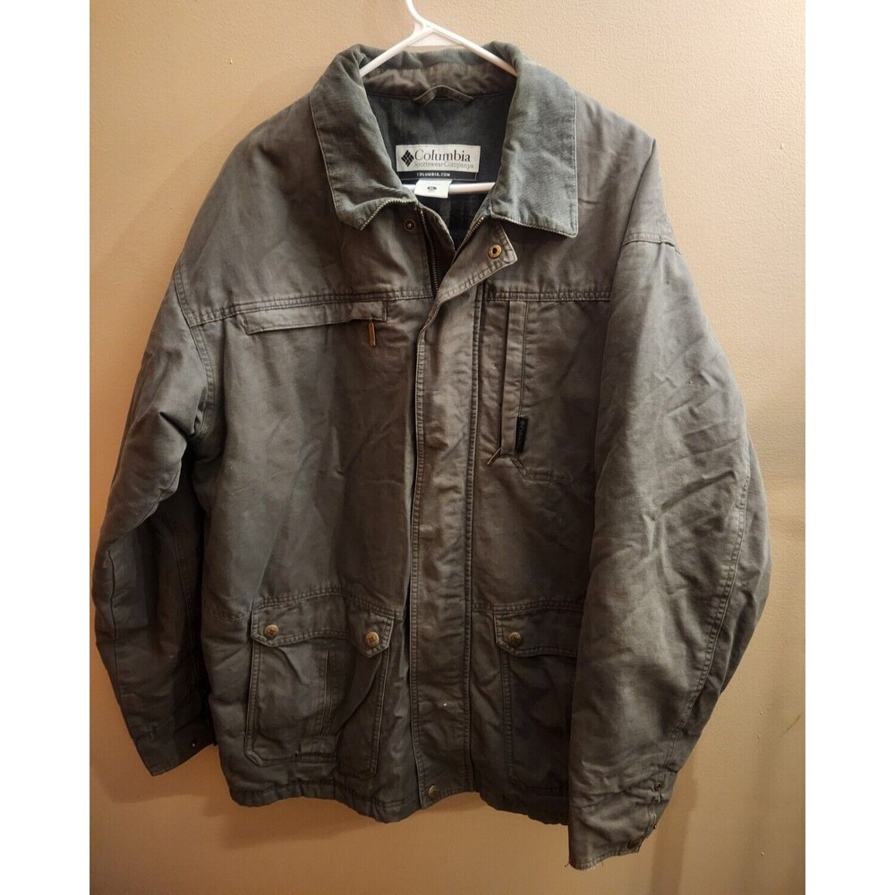 Columbia Men's Gray Cotton Barn Coat Field Chore Wool Lined Jacket Outdoor XL